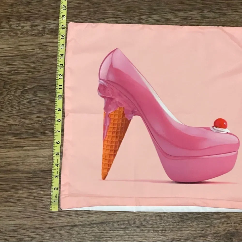 NWOT Pink Stiletto Heel With Cream Cone Heel On Peach Background Pillowcase